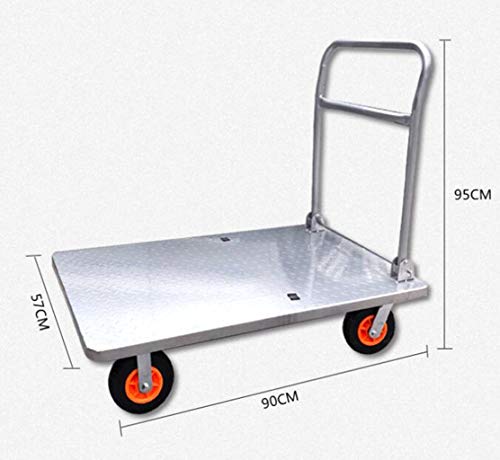 XGHW Plataforma Camión Pesado Plegable, de Acero Plataforma de la Carretilla, Gran Capacidad de Carga de 300 kg, Antideslizante de Caucho Mat, múltiples Modelos (Color : Silver, Size : 57 * 90cm)