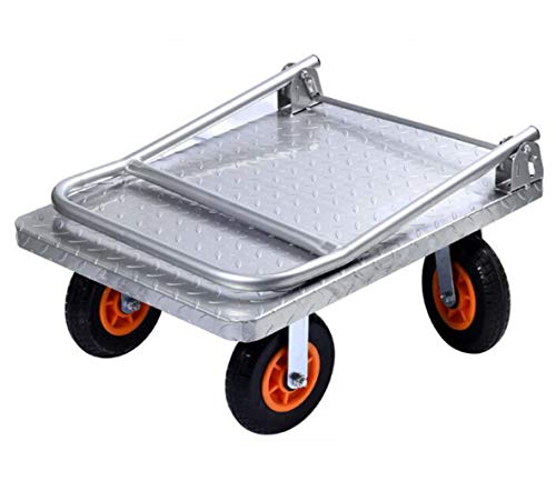 XGHW Plataforma Camión Pesado Plegable, de Acero Plataforma de la Carretilla, Gran Capacidad de Carga de 300 kg, Antideslizante de Caucho Mat, múltiples Modelos (Color : Silver, Size : 57 * 90cm)