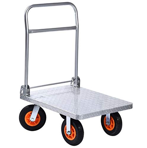 XGHW Plataforma Camión Pesado Plegable, de Acero Plataforma de la Carretilla, Gran Capacidad de Carga de 300 kg, Antideslizante de Caucho Mat, múltiples Modelos (Color : Silver, Size : 57 * 90cm)