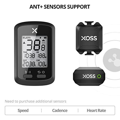 XOSS G + Computadora para Bicicleta GPS Inalámbrico Velocímetro Impermeable MTB Bicicletas Eléctricas de Carretera Bicicleta Bluetooth Ant + con Cadencia (G +) Computadoras de Ciclismo