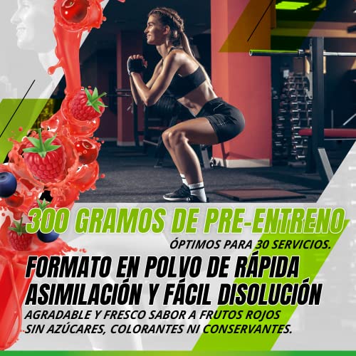 XPRO | Preentreno con Creatina + Arginina + Beta Alanina + Taurina + Cafeína + Vitaminas C, B6, B12 + Citrulina + Betaína | Mejora la congestión muscular | Potente influjo de energía | 30 servicios