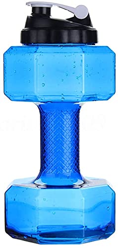 XYDESIGN Botellas de Agua con Forma de Mancuernas de 2.6L para Deportes, Mancuernas de Agua para Mujeres, Botellas de Agua para Hombres, Mancuernas rellenas portátiles para Yoga, Entrenamiento (Blue)