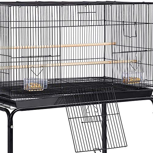 Yaheetech 2 Niveles Jaula para Pájaros con Soporte de Ruedas Desmontable Jaula para Periquitos Loros Mascota Metal con Comedero y Bandeja