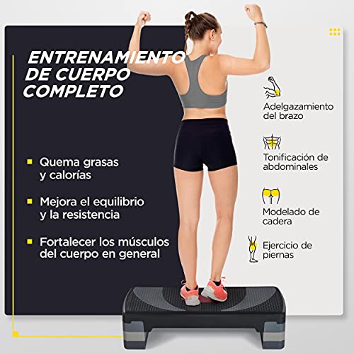 Yaheetech Steps Fitness Casa 3 Altura Adjustable Antideslizante Carga 250kg Paso Aeróbico Plataforma para Ejercio Yoga Adecuado en Casa Gimnasio Exterior 79,5 x 30cm