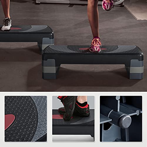 Yaheetech Steps Fitness Casa 3 Altura Adjustable Antideslizante Carga 250kg Paso Aeróbico Plataforma para Ejercio Yoga Adecuado en Casa Gimnasio Exterior 79,5 x 30cm