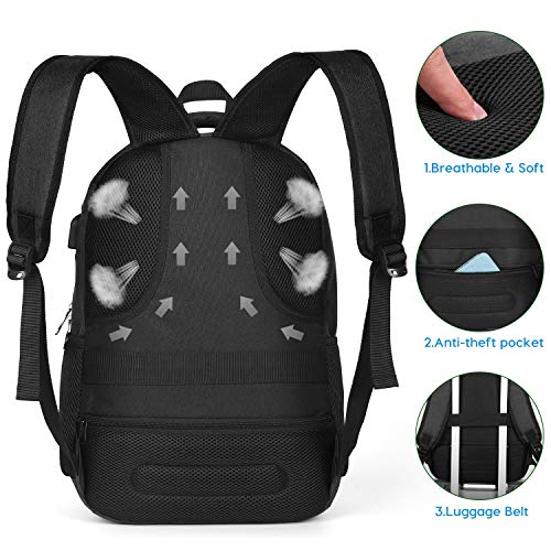 YAMTION Mochila Hombre para Portátil Mochilas Escolares Juveniles con Puerto USB Resistente al Agua Oxford-35L