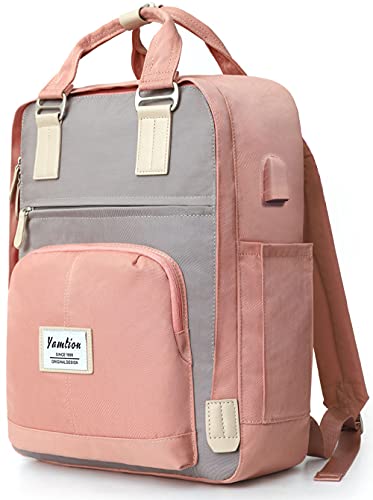 YAMTION Mochila Mujer Mochilas Escolares Niña Mochila para Portátil 15,6 Pulgadas,Mochilas para Ordenador con Puerto USB,Mochilas Señora Bolsa de Escuela