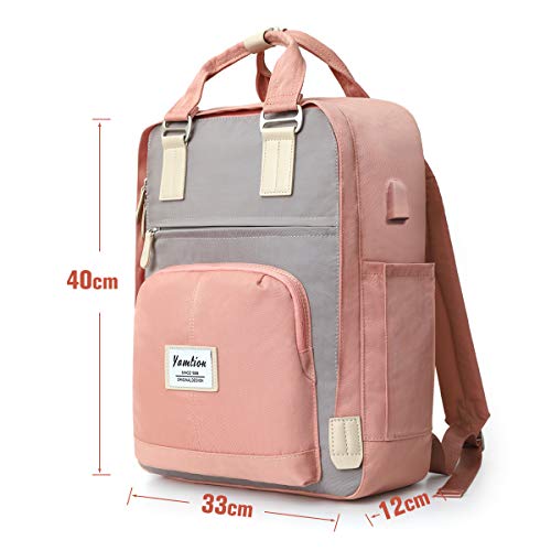 YAMTION Mochila Mujer Mochilas Escolares Niña Mochila para Portátil 15,6 Pulgadas,Mochilas para Ordenador con Puerto USB,Mochilas Señora Bolsa de Escuela