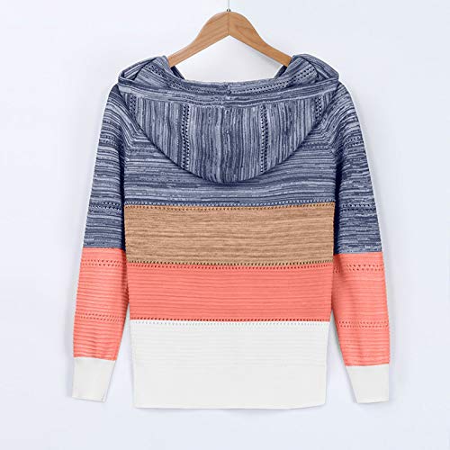 YANFANG Sudadera con Capucha para Mujer de Punto Verano Casual de Color sólido con Cuello en v Manga Larga suéter Blusa Tops Sweatshirt Invierno