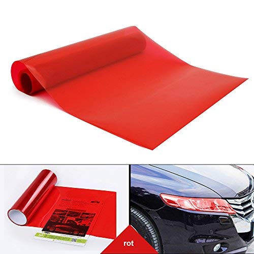 YAOBLUESEA Vinilo Film Faro Luz Pegatina Adhesivo para Coche 200x30cm Rojo