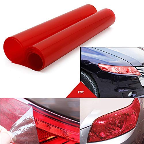 YAOBLUESEA Vinilo Film Faro Luz Pegatina Adhesivo para Coche 200x30cm Rojo