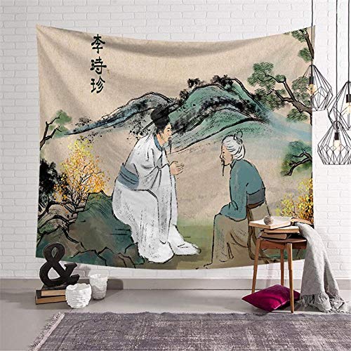 YCRY Tapices Decorativos Pintura China clásica Impresión Tapiz de Viaje Colchoneta de Camping Tapiz Bohemio Colchoneta Decoración de la Pared-Q_95x73cm 38x29 Pulgadas