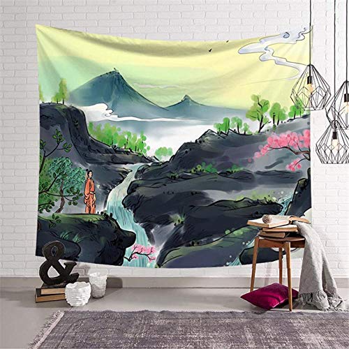 YCRY Tapices Decorativos Pintura China clásica Impresión Tapiz de Viaje Colchoneta de Camping Tapiz Bohemio Colchoneta Decoración de la Pared-Q_95x73cm 38x29 Pulgadas