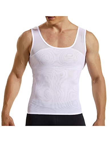 YCUEUST Camiseta de Tirantes Compresión Camisetas Interiores Elástica Vest Blanco x-Large