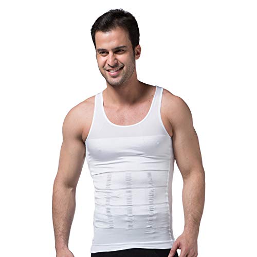 YCUEUST Hombre Camiseta Tirantes Faja Reductora Chaleco Ropa Interior Blanco L