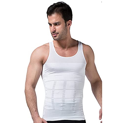 YCUEUST Hombre Camiseta Tirantes Faja Reductora Chaleco Ropa Interior Blanco L