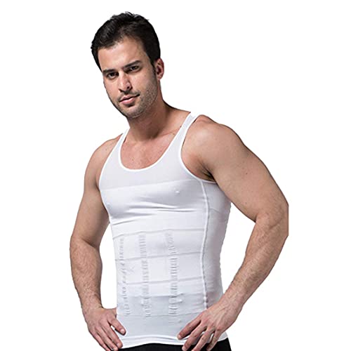 YCUEUST Hombre Camiseta Tirantes Faja Reductora Chaleco Ropa Interior Blanco L