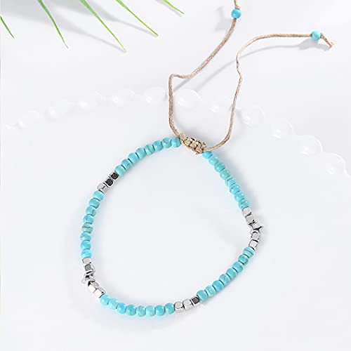 Yean Boho turquesa tobillera estrella de plata pulsera de tobillo playa de la joyería para mujeres y niñas