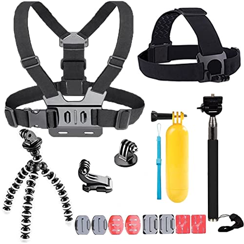 YHTSPORT 11 en 1 Kit de accesorios para cámara de accióncompatible con GoPro Hero10 9 8 Max 7 6 5 4 Black GoPro 2018 Session Fusion Silver White Insta360 DJI SJCAM APEMAN AKASO, etc.