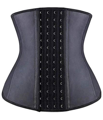 YIANNA Fajas Reductoras Mujer con 4 Ganchos Corsé Reductor Latex Waist Trainer Faja Reductora Colombiana Abdomen Negro，11788 Size 2XL