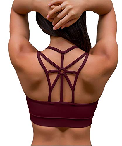 YIANNA Sujetador Deportivo para Mujer con Relleno Extraíble Top Sujetadores Deporte sin Costuras,UK-YA-BRA139-Red-S