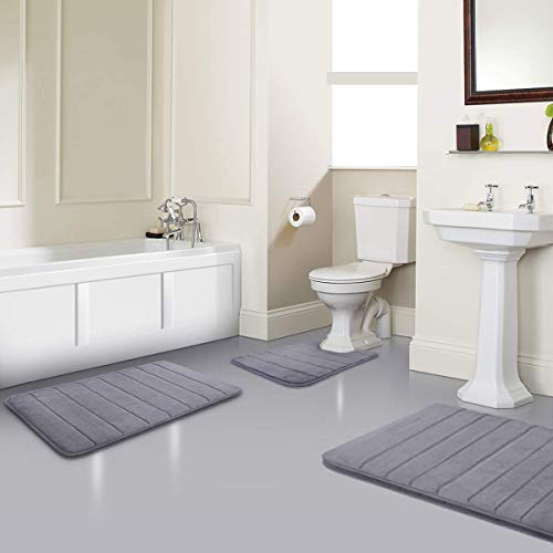 YIQI Alfombra de baño Antideslizante Alfombra de baño Suave Alfombra de baño (40 x 60 cm, Gris)