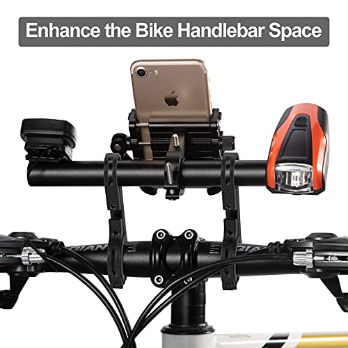 Yizhet Extensor de Manillar de Bicicleta, Extensor de Manillar para Bici Soporte Manillar Bicicleta Soporte de Extensión con Abrazaderas Dobles para,GPS, Soporte para Teléfono,Velocímetro