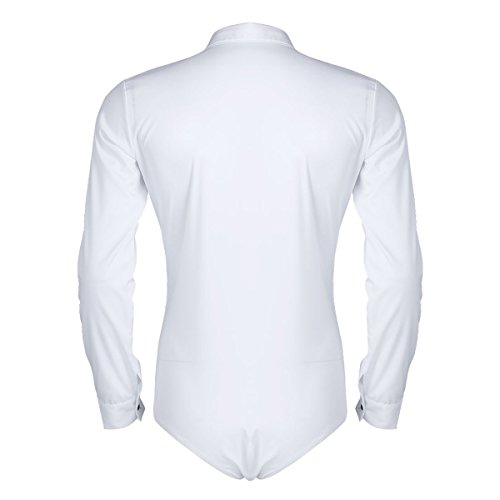 YiZYiF Maillot Baile Latino para Hombres Chicos Camisa Danza Moderna Body Camiseta Baile Lírico Adulto Traje Profesional Tango Danza Contemporánea Blanco Medium