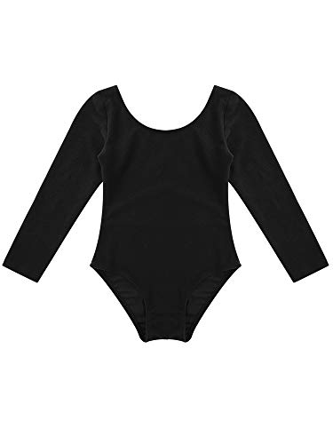 YiZYiF Maillot Clásico Danza Ballet Niñas Maillot Gimnasia Rítmica Leotardo Body Algodón Suave Manga Larga Ropa Práctica Clases Invierno Primavera 3-12 Años Negro 6 Años