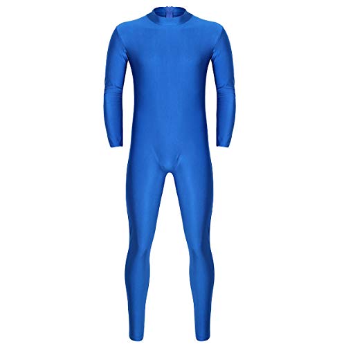 YiZYiF Maillot Completo Gimnasia Hombres Body Entero Manga Larga Mono Ciclismo Danza Natación Bodysuit Leotardo Ballet Disfraz Segunda Piel Ropa Deportivo Azul XL