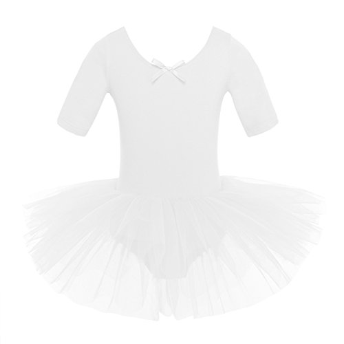 YiZYiF Vestido Tutú Danza Ballet Niñas Maillot Clásico Vestido Princesa Body Bailarina Leotardo Algodón Suave Traje Práctica Baile 3-10 Años Blanco 7-8 años