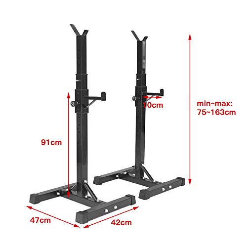 YJIIJY Rack de Sentadillas de Altura Ajustable 89-143cm, Banco de Prensa Libre de Barra de Soporte de Sentadillas, Aparato para Sentadillas (Negro)