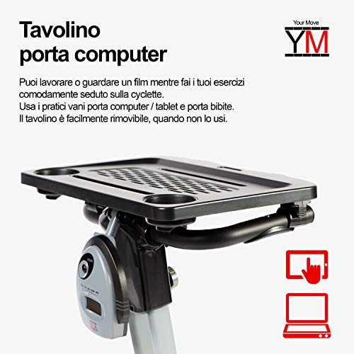 YM - Bicicleta estática de casa Plegable, Ahorra Espacio, X-Bike Cardio Fitness, sillín Ajustable en Altura, Plegable, Manillar + apoyabrazos Lumbar + reposabrazos reclinables, Ruedas