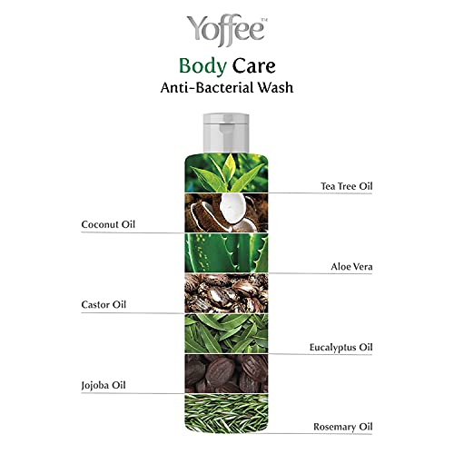 Yoffee Anti-Bacterial Wash - Gel de Ducha Desinfectante - Antibacteriano con Aceite de Árbol del Té y Coco - Previene, Elimina y Evita Bacterias - Alivia Picores, Irritaciones e Inflamaciones/300ml