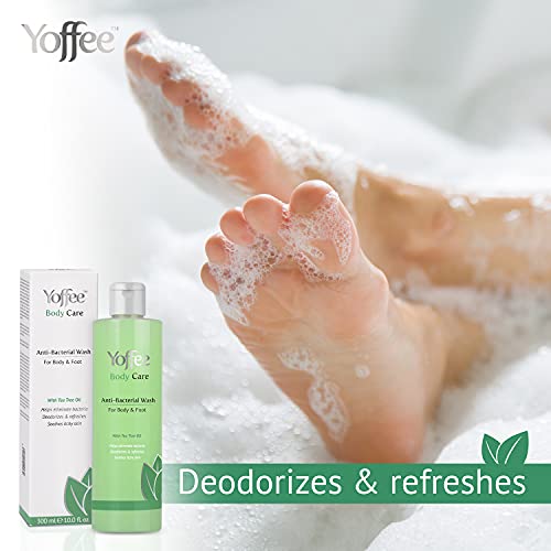 Yoffee Anti-Bacterial Wash - Gel de Ducha Desinfectante - Antibacteriano con Aceite de Árbol del Té y Coco - Previene, Elimina y Evita Bacterias - Alivia Picores, Irritaciones e Inflamaciones/300ml