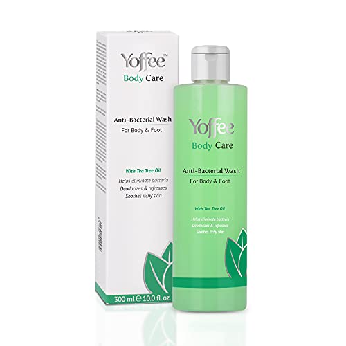 Yoffee Anti-Bacterial Wash - Gel de Ducha Desinfectante - Antibacteriano con Aceite de Árbol del Té y Coco - Previene, Elimina y Evita Bacterias - Alivia Picores, Irritaciones e Inflamaciones/300ml