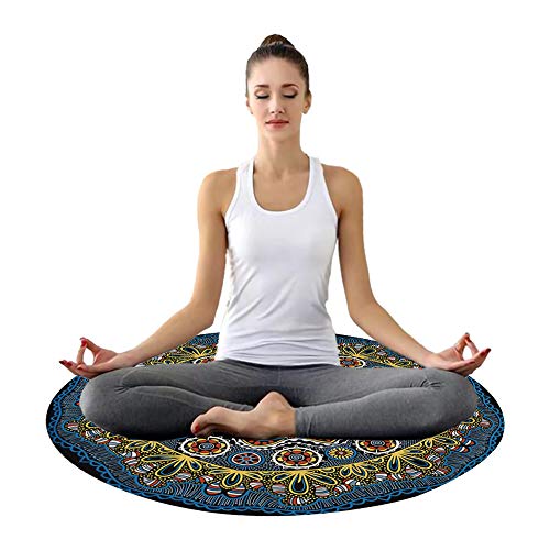 Yoga Mat Thick Esterilla de pequeña esterilla de meditación manta de playa redondo hippie/mandala bohemia mantel decoración/de alfombra de picnic/neutral/Alfombrilla Gimnasio para Ejercicio en Casa