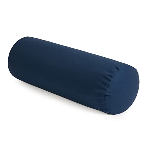 Yoga Studio Bolster de trigo sarraceno orgánico europeo – 240 mm x 620 mm, soporte para yoga restaurativo y apoyo estable. Ejercicio – azul oscuro