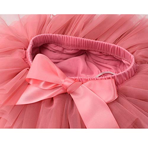 YONKINY Tulle Ballet Tutu Corta para Niñas+Venda Falda Capas Tul De Volantes Princesa para Danza Fiesta Boda Cumpleaños Fotografía (Rosa Oscuro, Talla M por 6-12 Meses)