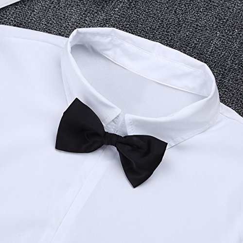 YOOJIA Hombre Camisa de Danza Latina Tango Maillot de Baile 2Pcs Camisa Clásica/Corbata Mono Deportivo Manga Largo Traje Actuación Blanco L