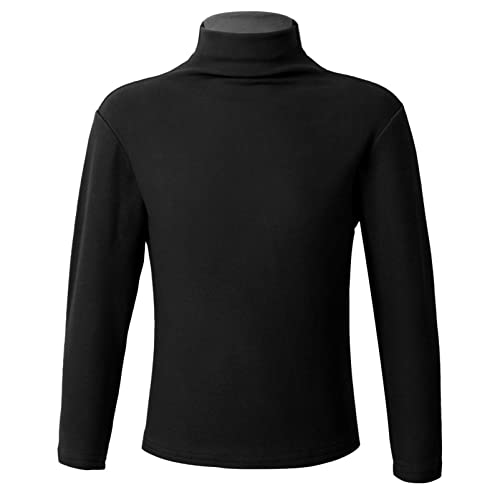 YOOJIA Ropa Interior de Camiseta Térmica para Niños y Niñas Ropa de Dormir de Top Térmica con Manga Larga Cuello Simulado Negro 3-4 años