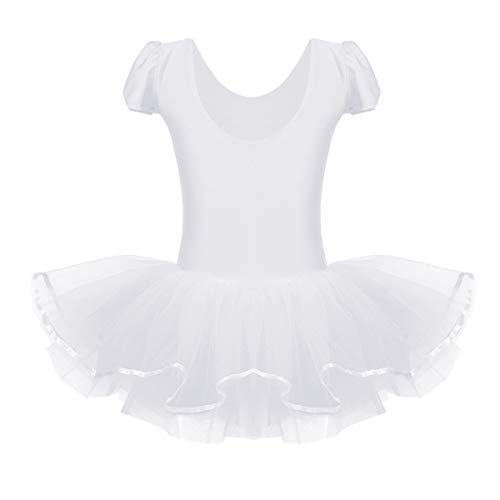 YOOJIA Vestido Tutú Princesa Ballet Niñas Maillot con Falda Danza Clásica Leotardo Básico Traje Rendimiento Dancewear (2-10 Años) Blanco 7-8 años