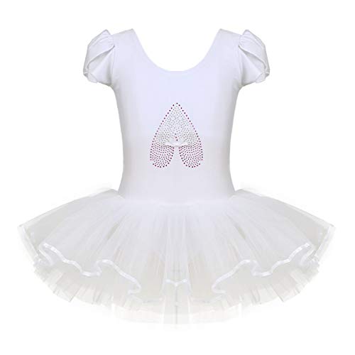 YOOJIA Vestido Tutú Princesa Ballet Niñas Maillot con Falda Danza Clásica Leotardo Básico Traje Rendimiento Dancewear (2-10 Años) Blanco 7-8 años