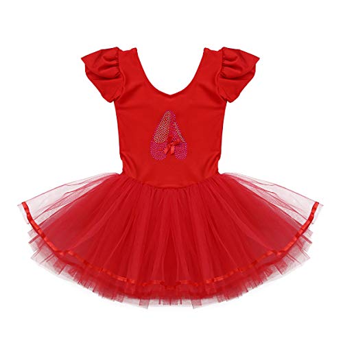 YOOJIA Vestido Tutú Princesa Ballet Niñas Maillot con Falda Danza Clásica Leotardo Básico Traje Rendimiento Dancewear (2-10 Años) Rojo 8-10 años