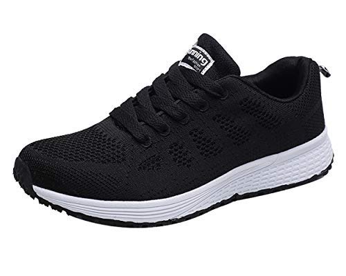 Youecci Zapatillas de Deportivos de Running para Mujer Deportivo de Exterior Interior Gimnasia Ligero Sneakers Fitness Atlético Caminar Zapatos Transpirable Negro 35 EU