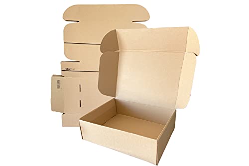 Youmar Solutions - Pack 25 Cajas Carton (Talla M) Envios Kraft Automontables para Ecommerce y postal, Pequeña 25x18x8cm