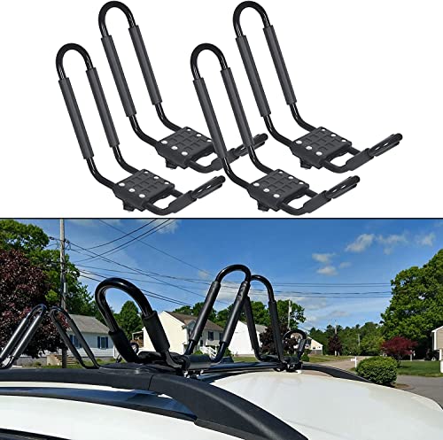 Youwise 4 Portaequipajes para Kayak, Soporte para Kayak en Coche Barras Rack de Kayak Transporte con 4 Correa de Seguridad, Universal Soporte para Transporte de Coche