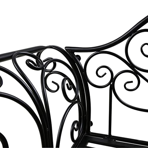 YP Banco de Jardín de Hierro Forjado Inoxidable y Plegable Color Negro, Elegir, 133 * 49 * 90cm