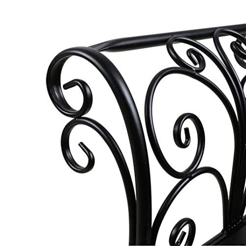 YP Banco de Jardín de Hierro Forjado Inoxidable y Plegable Color Negro, Elegir, 133 * 49 * 90cm