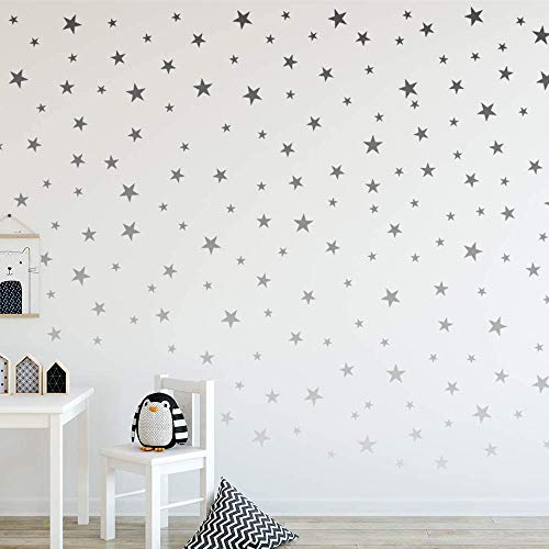 YPLonon - 2 Hojas Pegatinas de Estrellas para Pared Plateado Vinilo Estrellas Infantiles 130 Piezas Estrellas para Pared Decorativas de PVC para Dormitorio de Niña Niño Infantil y Guardería